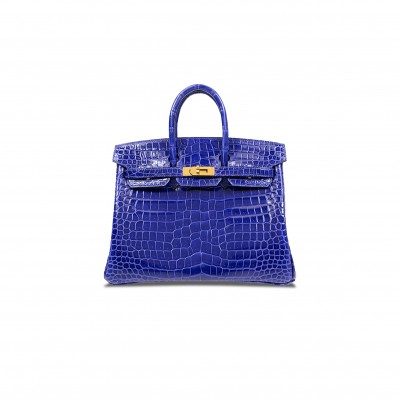 HERMÈS MASTER BIRKIN 25 CROCODILE LEATHER ELECTRIC BLUE BAG GOLD BUCKLE H041354CK21 (25*20*13cm)